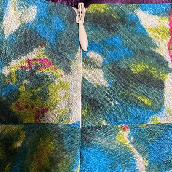 Trulli Layered Flowy Blue-Green Print Skirt Size 6 - Picture 7 of 7